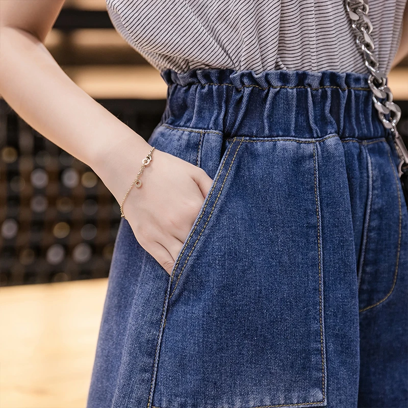 Шорты женские джинсовые с эластичным поясом большие размеры S M L XL 2XL 3XL 4XL 5XL на