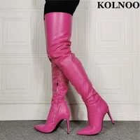 kolnoo handmade large size 35 47 ladies thigh high boots evening party prom real photo over knee boots sexy fashion winter shoes