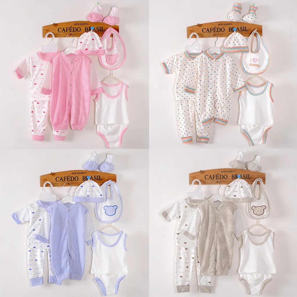 Костюм из 8 предметов для новорожденных мальчиков и девочек топ с длинными