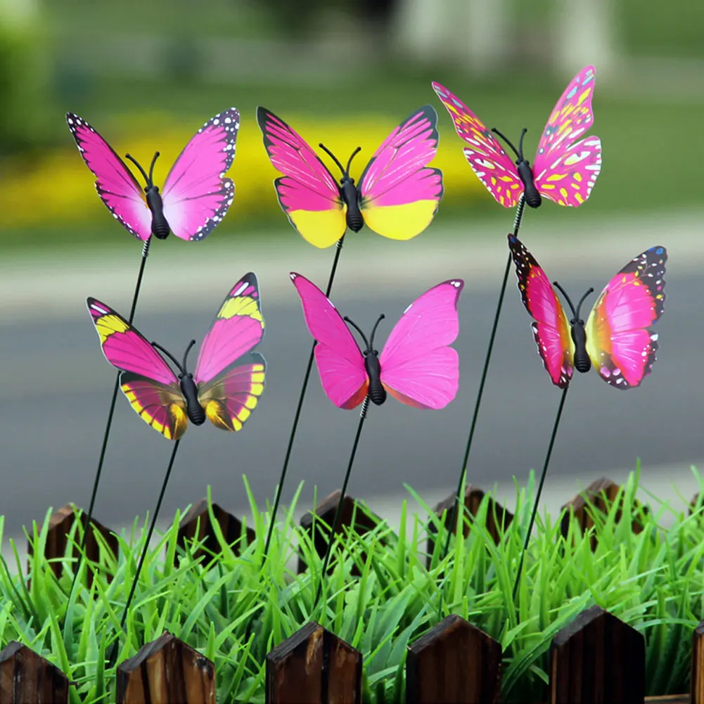 

10Pcs/Lot Simulation Butterfly Colorful Garden Patio Butterflies Decoration Outdoor Dragonfly Stakes Yard Plant Lawn Decor Stick