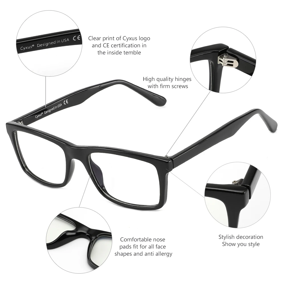 Очки компьютерные Cyxus с защитой от сисветильник для глаз прозрачными линзами