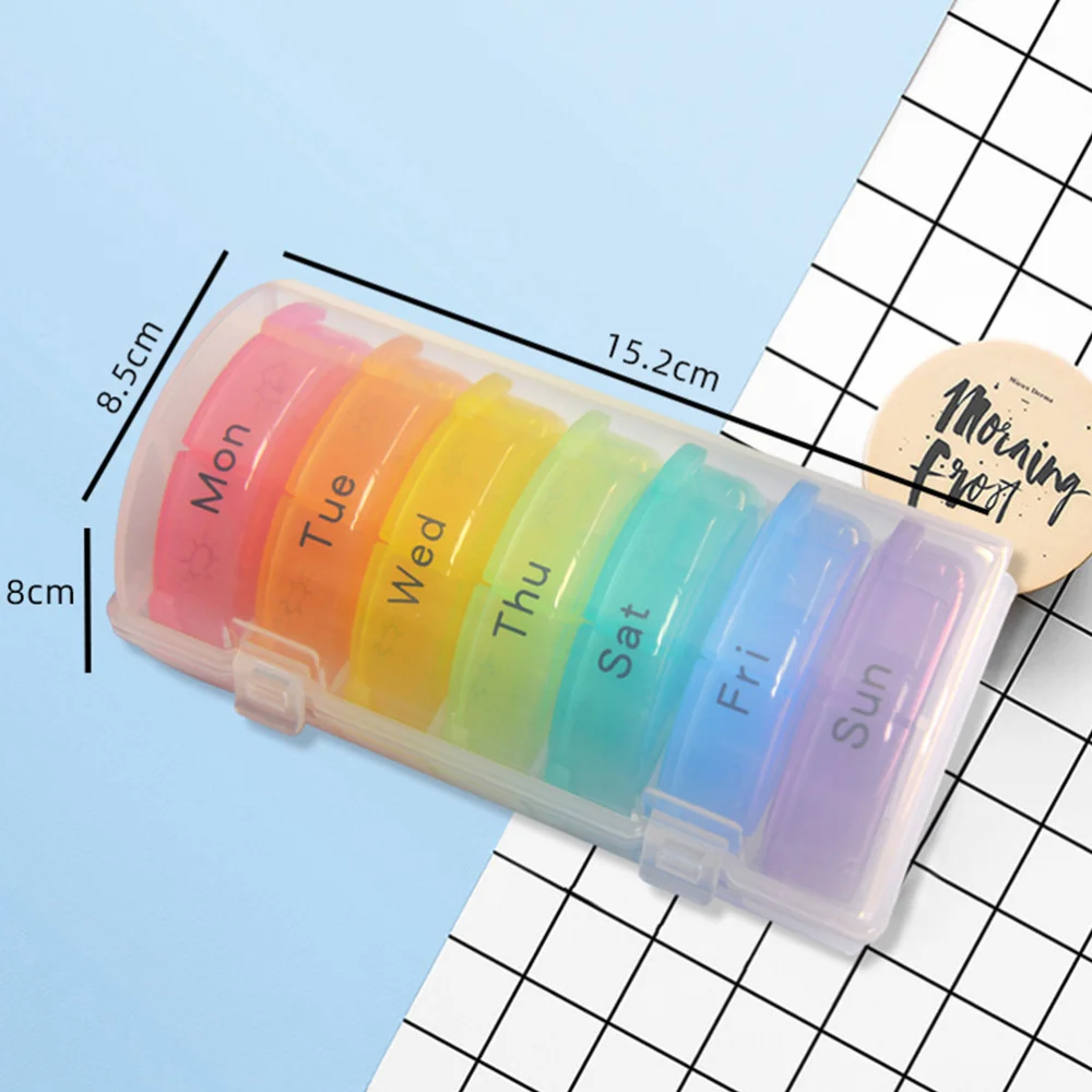 

Compartments Weekly Pill Box Organizer Holder Portable Tablet Medicine Storage Dispenser Round Vitamin Container Drug Cases