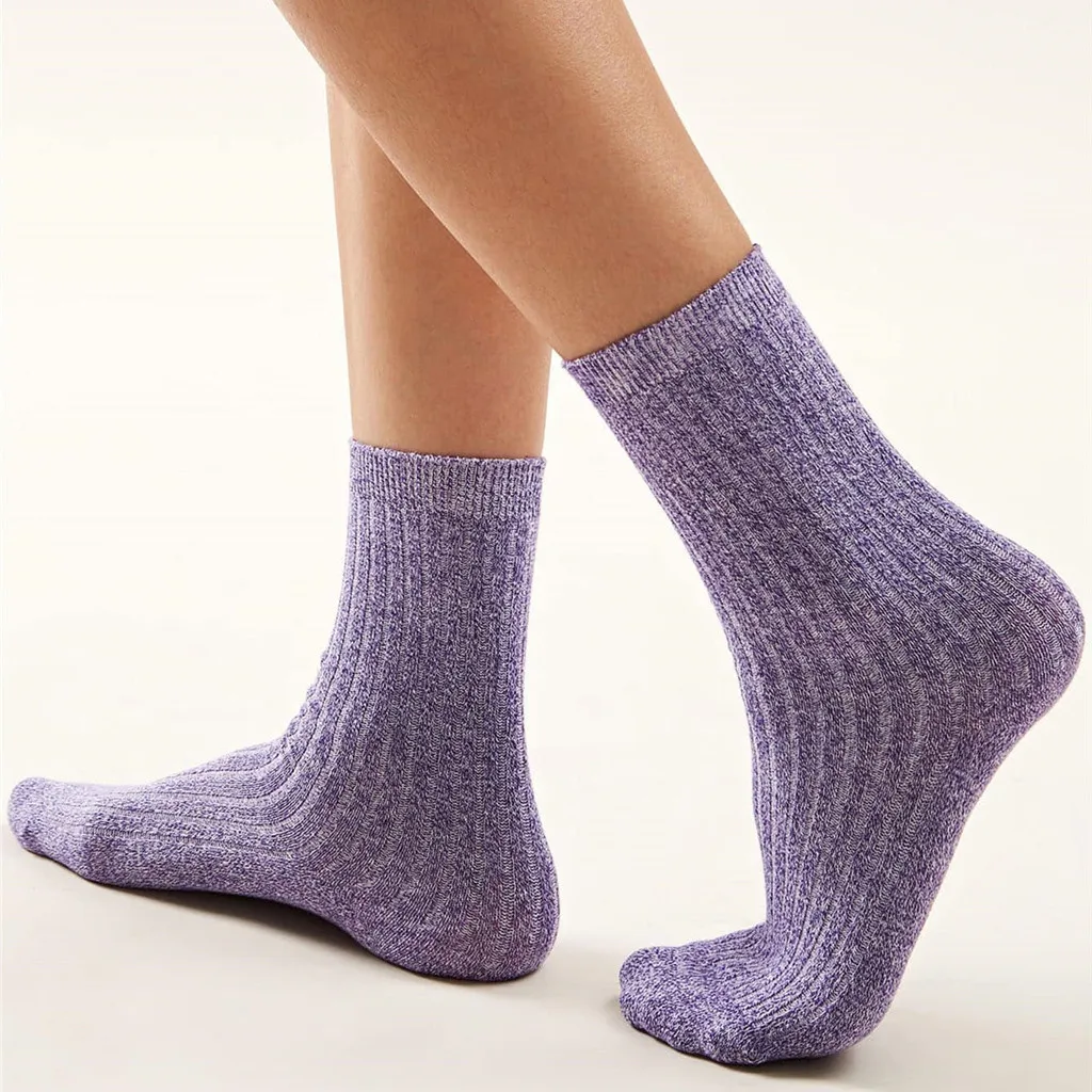

Purple Snowflake Unisex Cotton Skateboard Sock Comfortable Floor Socks