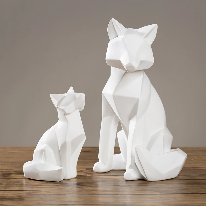 

[MGT] Modern Geometric Fox Statue Resin Arctic Fox Sculpture Fashion Home Love Decor Gift Craft Adornment Accessories Furnishing