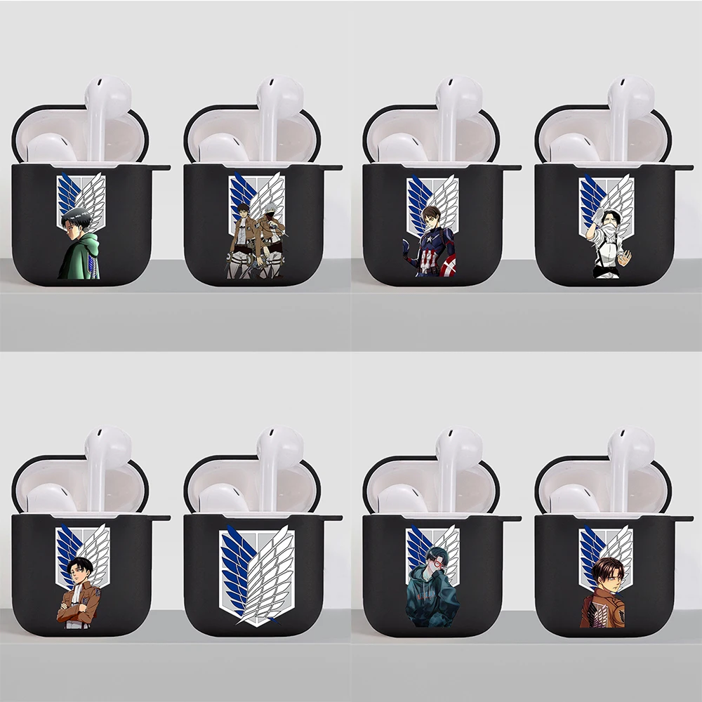 

Anime Japanese attack on Titan funda Earphone Charging Box Case For Apple AirPods 2 1 Black Protective Accessories cover coque