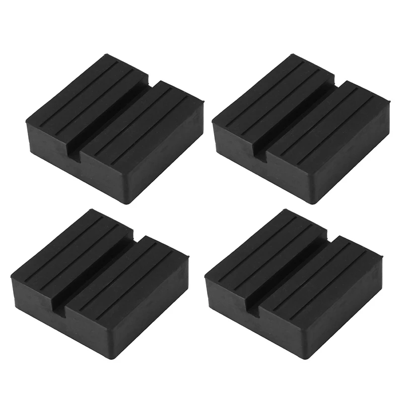 

4PCS Black Universal Rubber Car Slotted Frame Rail Floor Jack Guard Adapter Lift Rubber Pads Durable 7.5X7.5X2.5cm