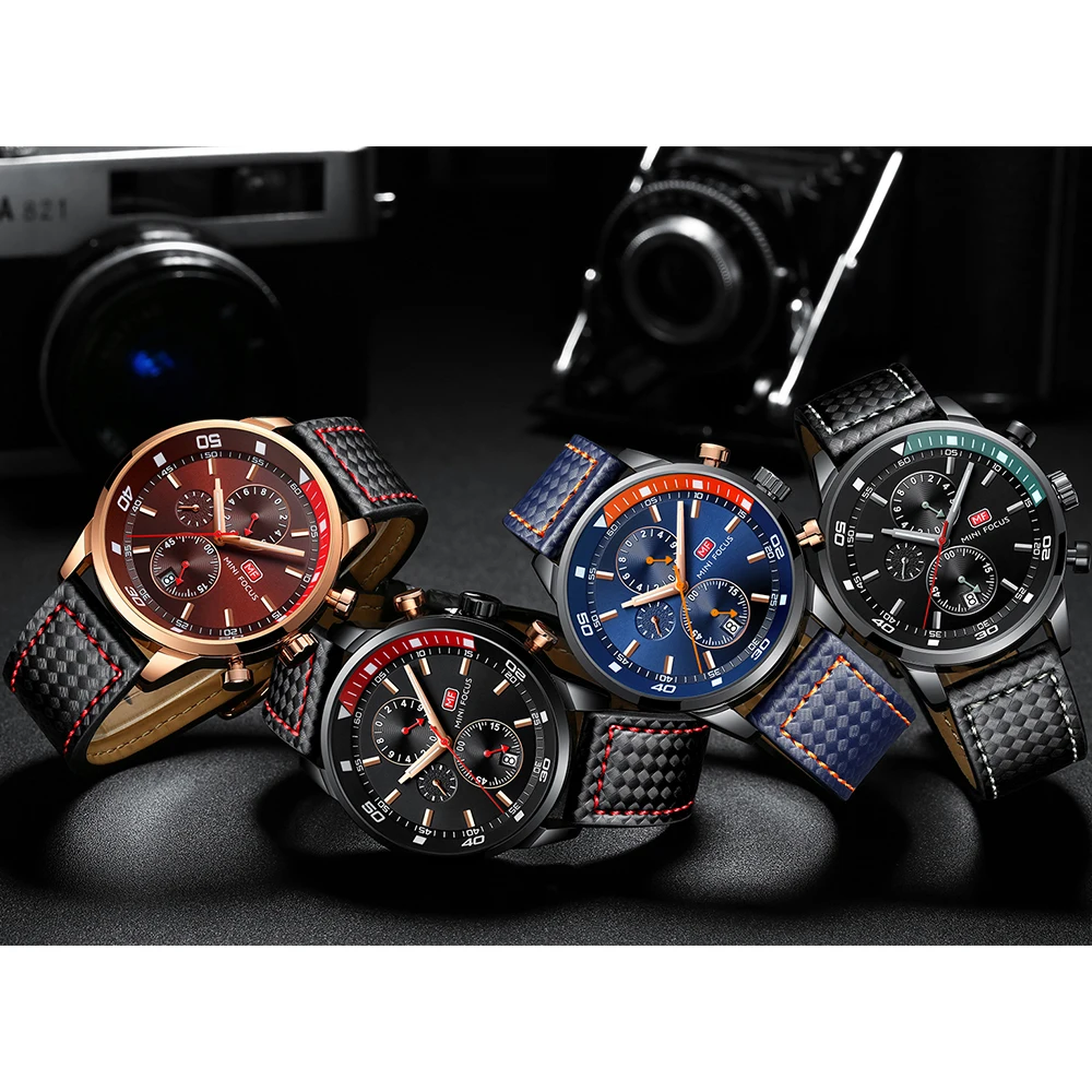 Часы наручные Quzrtz мужские спортивные водонепроницаемые с кожаным ремешком 0017 г |