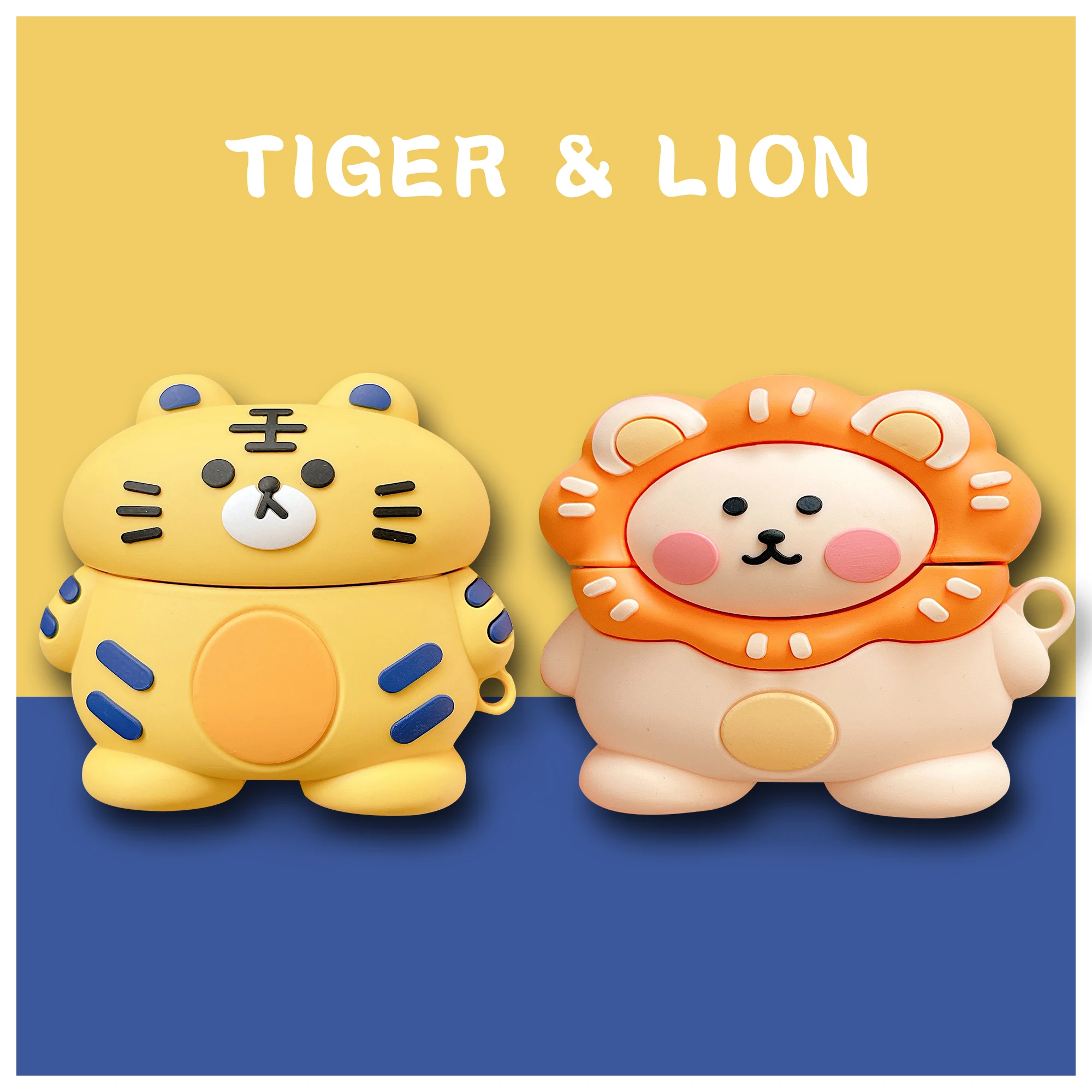 

3D Cute Tiger Lion Cartoon For Apple AirPods 1 2 3 Pro Charging Soft Silicon Cover Wireless Bluetooth Earphone Case