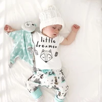 0 2y summer baby boy clothes set newborn little dreamer animal t shirt girl topspants outfits clothes baby clothing set