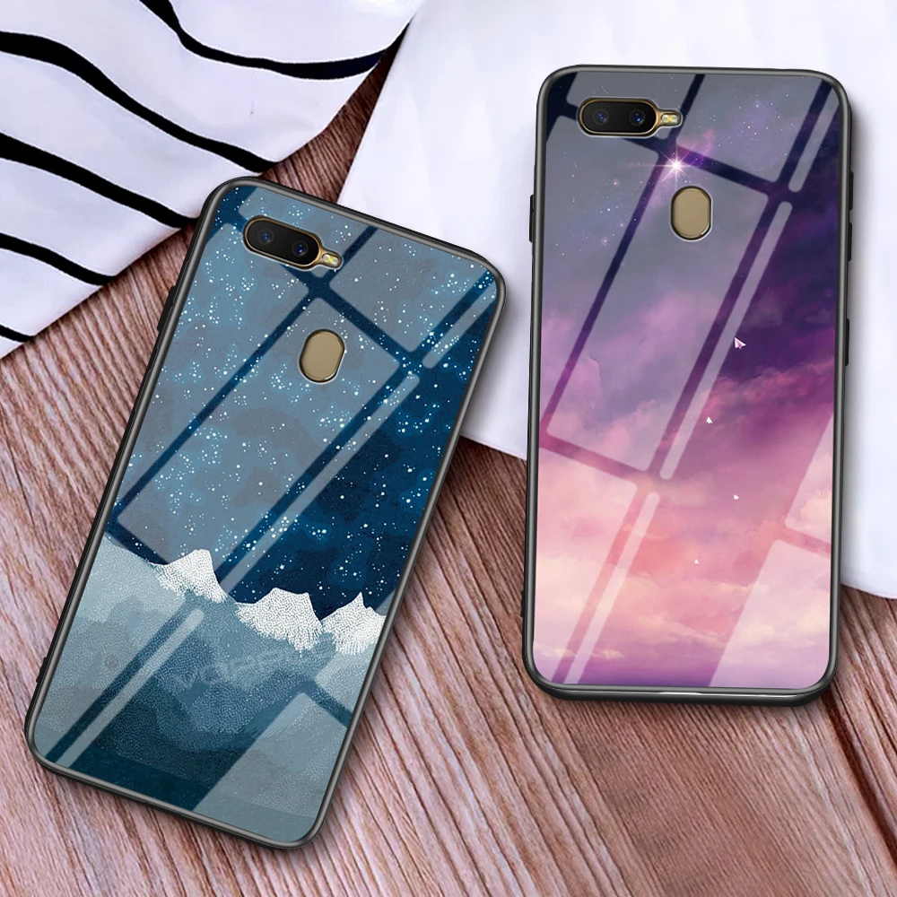 Чехол из закаленного стекла Starry Sky для OPPO A12 A12e чехол силикона жесткого