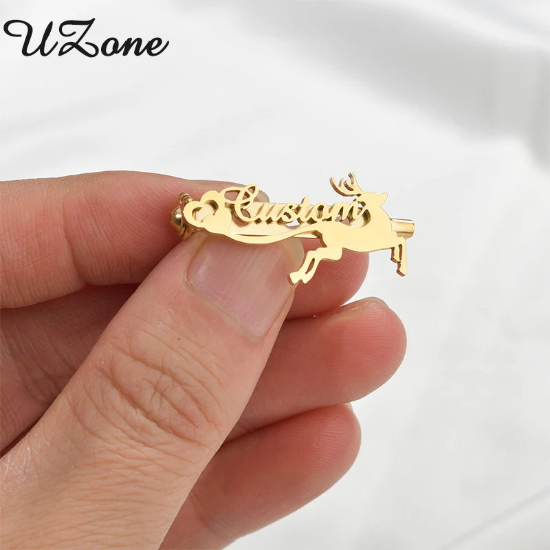 UZone персонализированные Броши с инициалом из нержавеющей стали булавки именем на