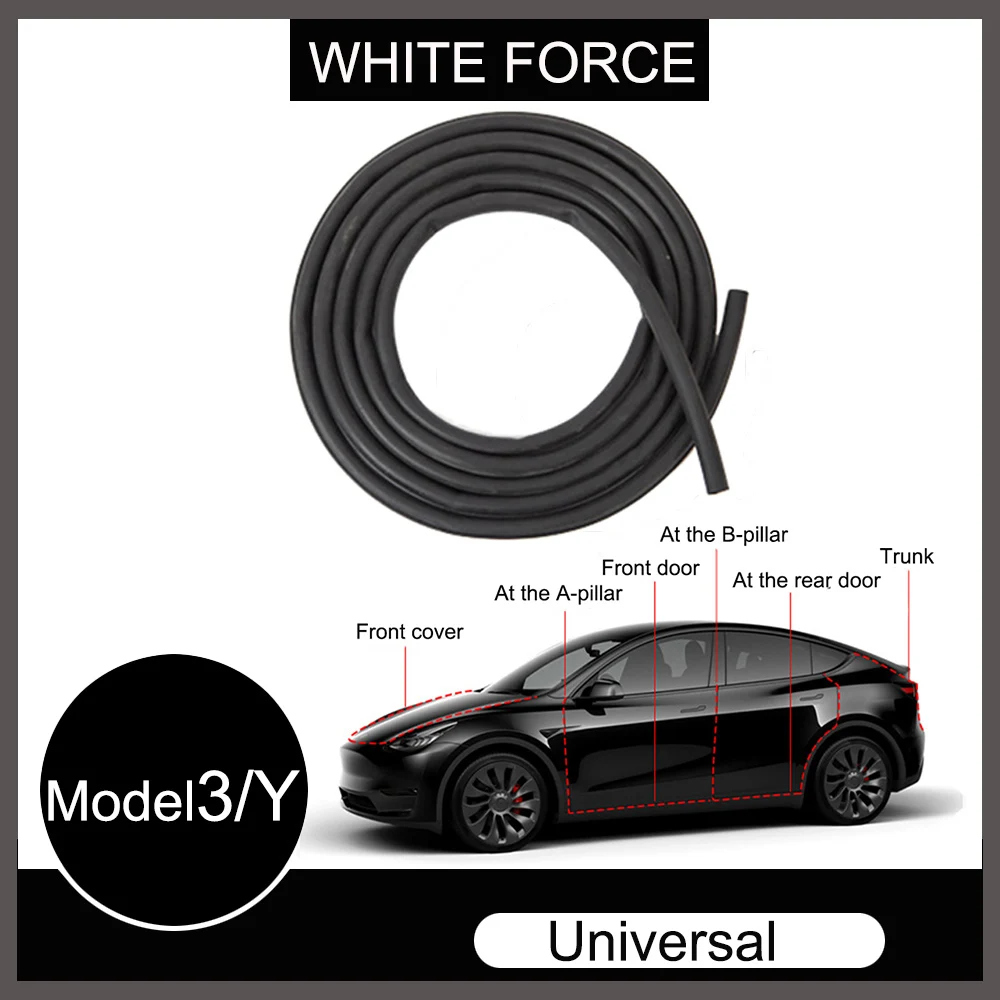 

For Tesla Model 3/Y Door Seal Kit Soundproof Rubber Weather Draft Seal Strip Wind Noise Reduction Kit Noise Reduction Whole Set