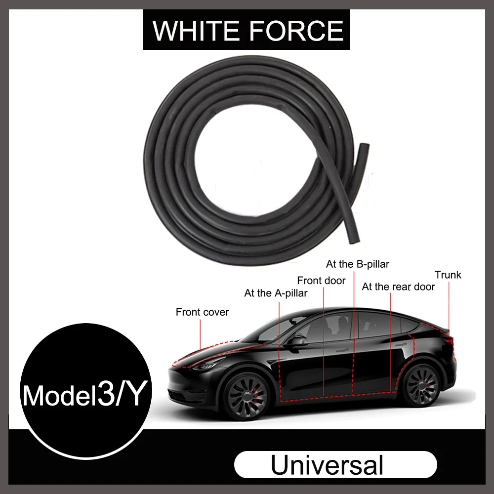 

Уплотнитель для дверей Tesla Model 3/Y, звукоизоляционная резиновая уплотнительная полоска, комплект для шумоподавления, шумоподавления, полный ...