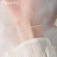 foxanry 925 stamp sparkling bracelet for women couples new trendy elegant wedding party jewelry gifts wholesale