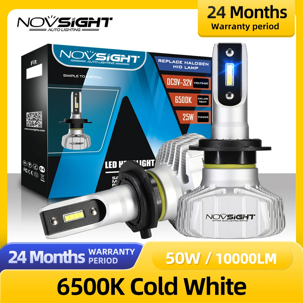 

NOVSIGHT H7 Led Headlight H1 H11 H3 H13 H4 LED Car Lights 9005 9006 9007 HB3 HB4 Bulbs Lamp 50W 6500K 10000LM Car Bulb Lamps