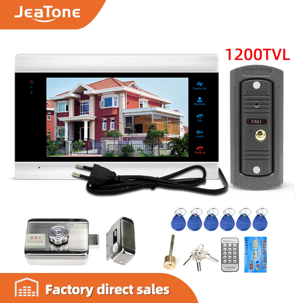 Jeatone7 'проводной видеодомофон с замком для квартиры домашний электрический