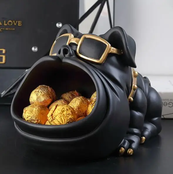 

Cool dog Figurine big mouth dog storage box home decoration ornamental resin art sculpture figurines home decor gift decorative