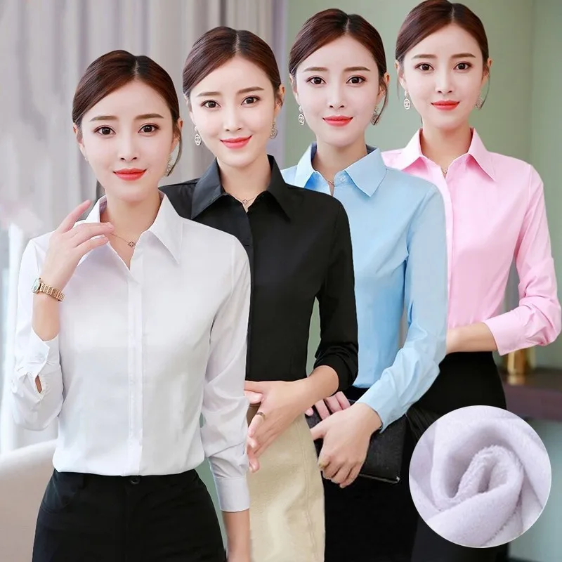 

Lapel Long Sleeve Shirts for Women Office Blouse Button Up Shirt White Black Korean Style Slim Was Thin Fall 2022 Women Clothing