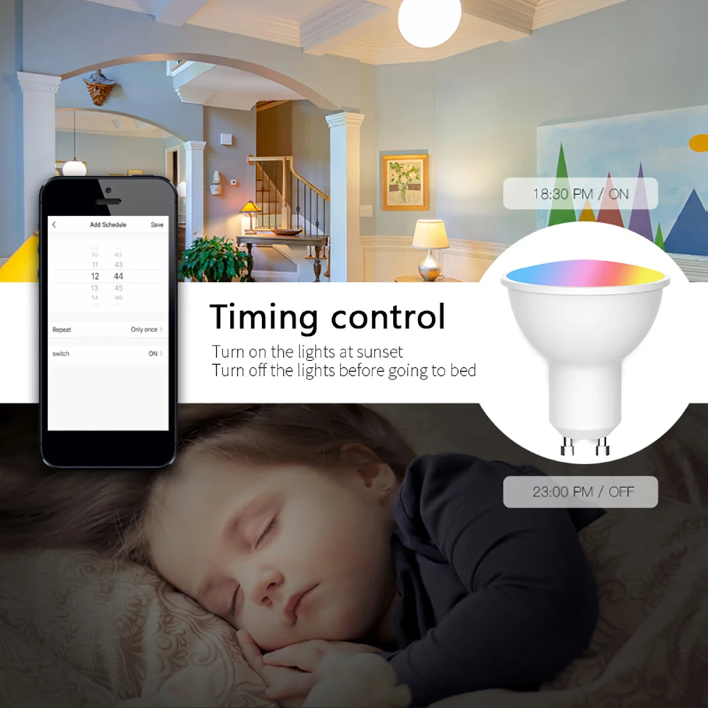 Умная Светодиодная лампа RUNSMART с регулируемой яркостью GU10 RGB + CCT Точечный