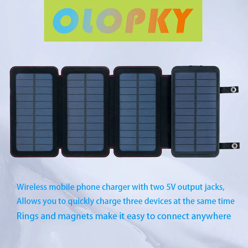 

Портативное беспроводное зарядное устройство 2021 на солнечной батарее, 5,5 Вт, 4 панели, совместимо с iPhone и Android