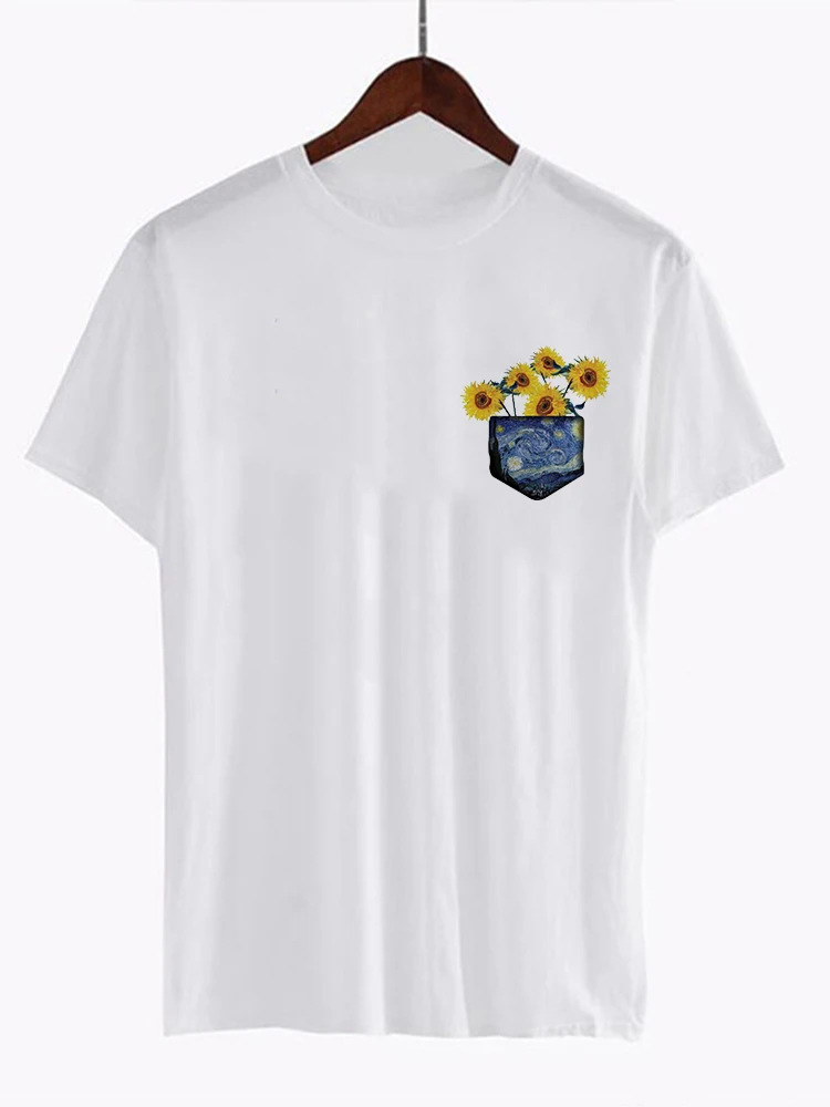 Футболка женская с коротким рукавом смешная Модная рубашка принтом Ван Гога