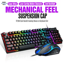 NSSD Keyboard Mouse Combo TF200 Rainbow Backlight USB Ergonomic Gaming Keyboard And Mouse Set For Laptop Keyboard And Mouse Set