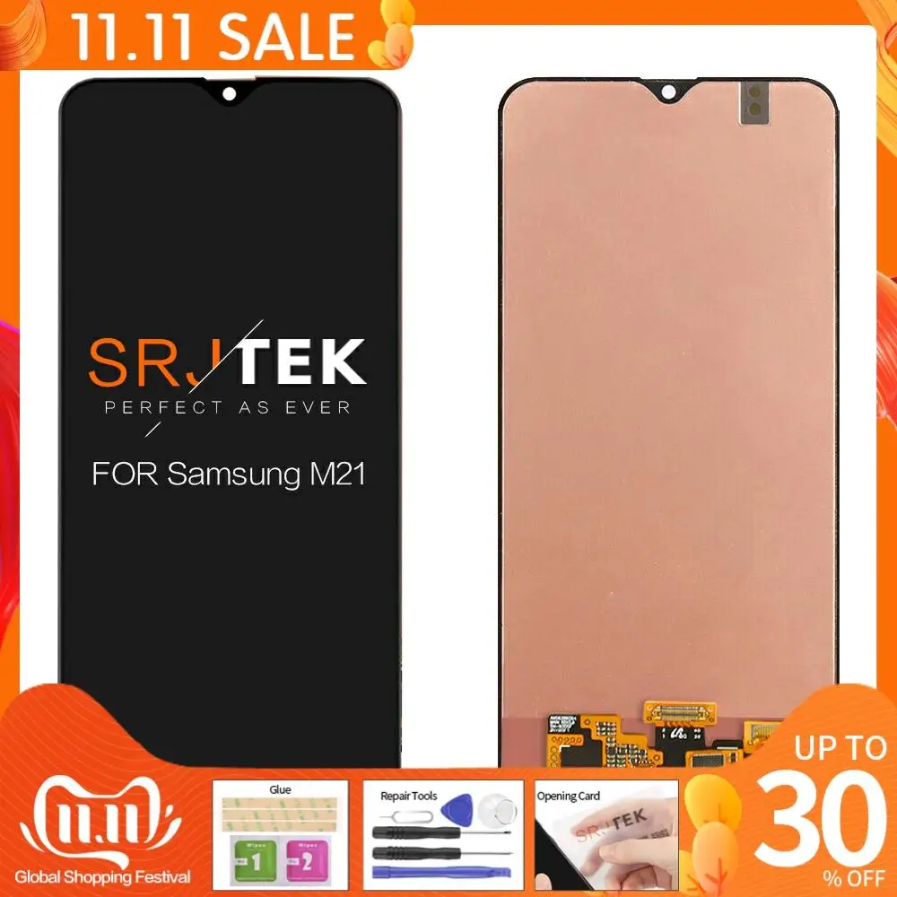 

ЖК-дисплей INCELL для Samsung Galaxy M21 M215, сенсорный экран с цифровым преобразователем в сборе для Galaxy M21, M215, M215F, Стеклянные запасные части