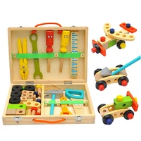 wooden toolbox toy for boys pretend play set montessori children nut disassembly screw assembly simulation repair carpenter tool