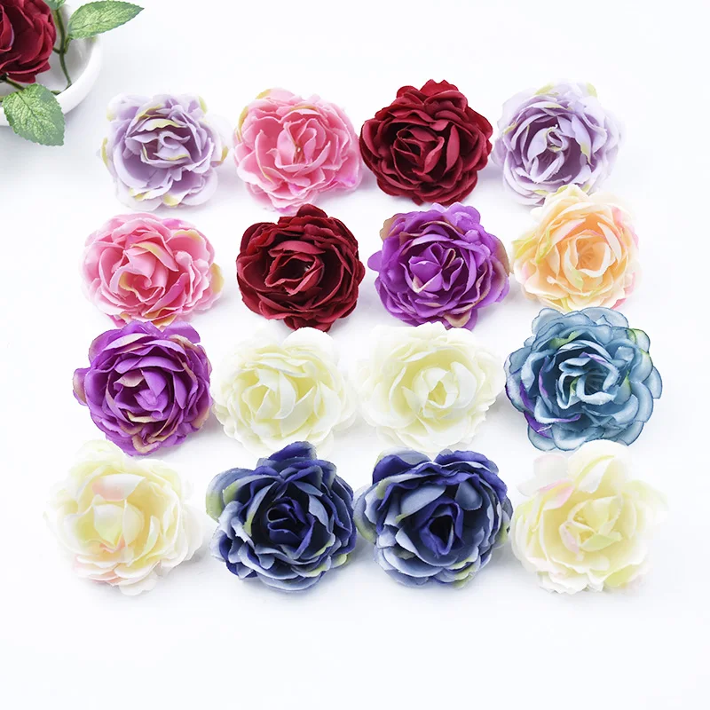 6 шт. искусственные цветы для скрапбукинга поддельные розы голова декоративный