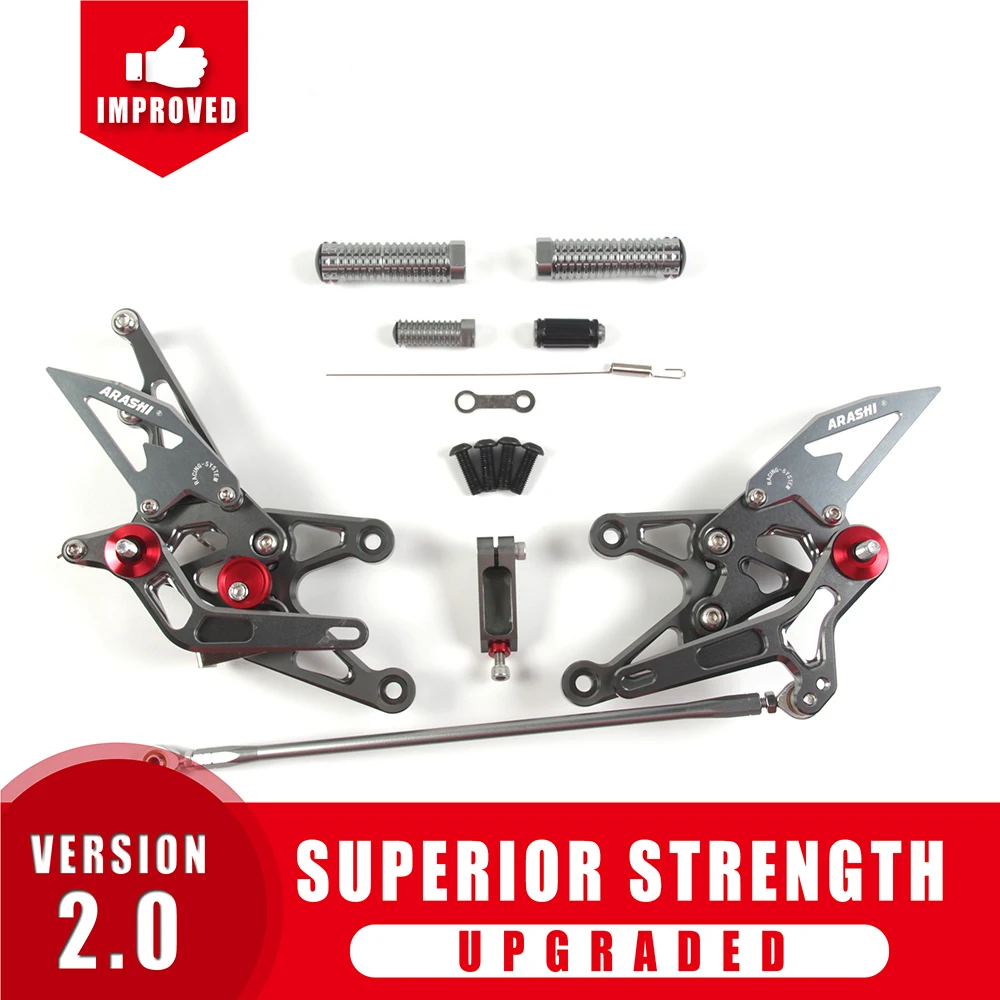 Gray Arashi для YAMAHA YZF R1 2007 2008 ЧПУ Регулируемые подножки для ног Rider задние наборы Rearset Подножка для ног алюминий золото - Цвет: Gray
