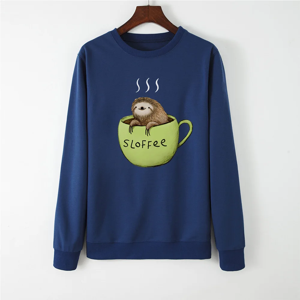 Костюм платье Ленивец Кофе круглый вырез с длинным рукавом толстовки Kpop Sudadera Mujer