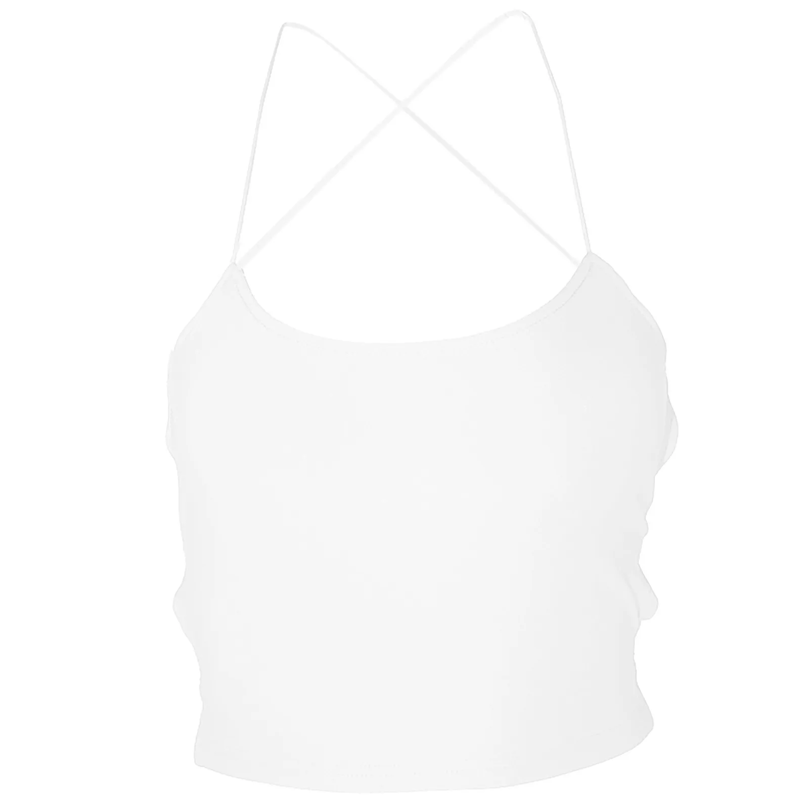 

2021 Summer Women Sexy Bandage Crop Top Cross Backless Sleeveless Tank Tops Bustier Solid Slim Streetwear Vest Tops Female