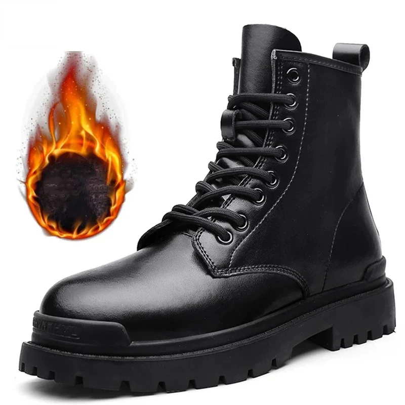 

Winter Men's Boots Outdoor Unisex Snow Boots Genuine Leather Men Woman Western Boots Fashion Motorcycle Boots Work Shoes Botas