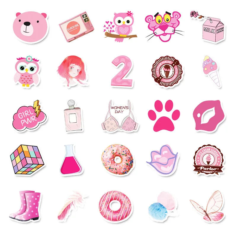 

Pink girly heart cute Waterproof Stickers anime for Luggage Skateboard Phone Laptop Bicycle Wall Guitar Scrapbooking sticker