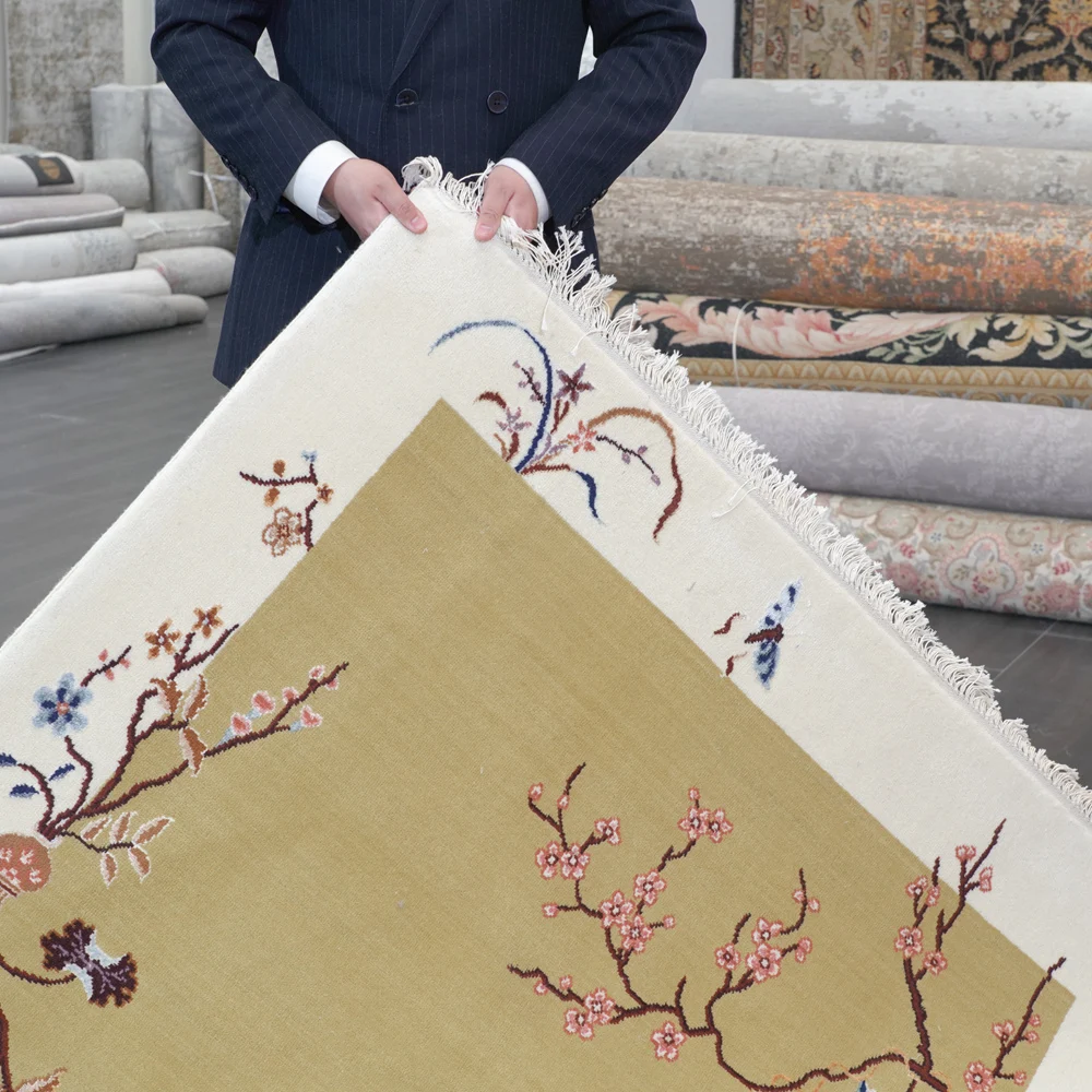 4 'x 6' зеленый шерстяной ковер ручной работы украшение китайского искусства