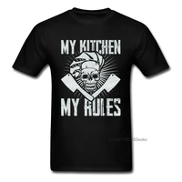 100 cotton mens t shirt my kitchen my rules chef tshirt vintage design male t shirt skull tees funny cooker clothes black tops