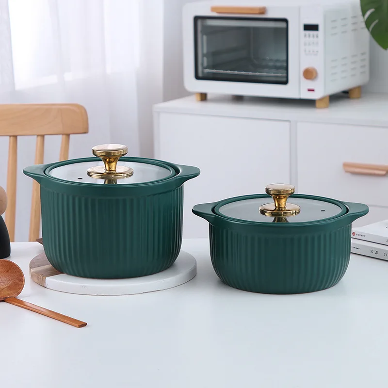 

Современная простая глазурованная керамическая кастрюля, термостойкая, большая емкость, открытый огонь, креативный горячий горшок для туш...