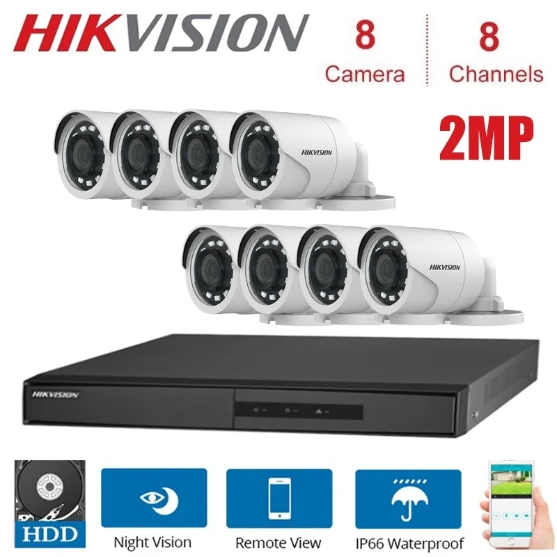 Фото HIKVISION английская версия DS-7208HGHI-F1/N 1080P и DS-2CE16D0T-IRF 8CH домашние и уличные ночные комплекты зрения с HDD опционально №1