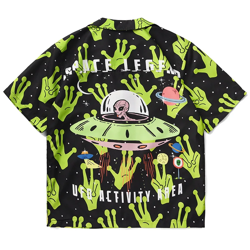 Последняя мужская рубашка в уличном стиле с комическим принтом короткими