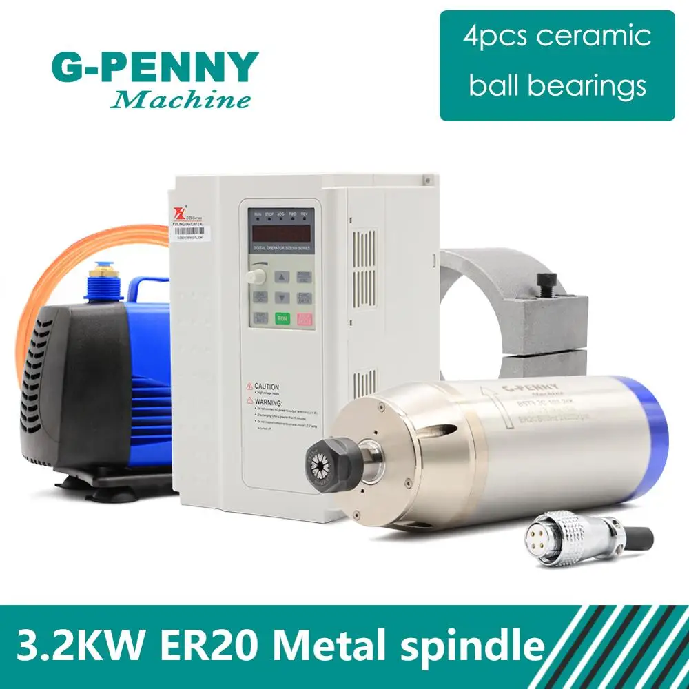 Металлический рабочий Шпиндель набор 3.2kw ER20 800Hz 8000 24000rpm полюс = 4 гравировки