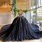 Турецкое Черное вечернее длинное платье с аппликацией для нарядов знаменитостей 2020 официальное платье с открытыми плечами для выпускного вечера женское бальное платье для конкурса