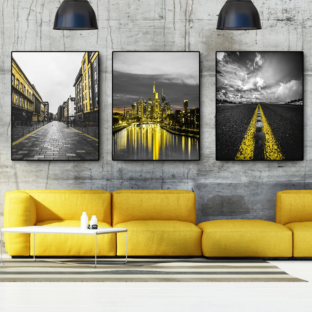 

Nordic Landscape Wall Art Painting Canvas Poster Modern Night City Road Traffic Flow View Picture For Living Room Home Decor