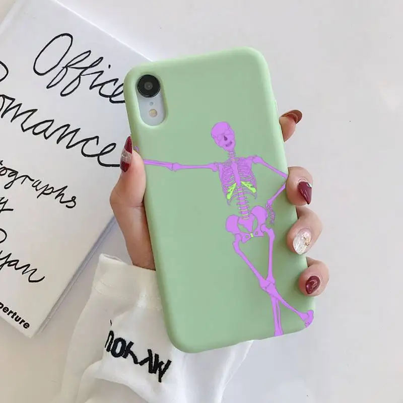

Skeleton Phone Case Liquid Silicone Phone Case for iPhone 11 Pro Max XR XS X Soft Candy Cover for iPhone 6 6S 7 8 Plus Cases