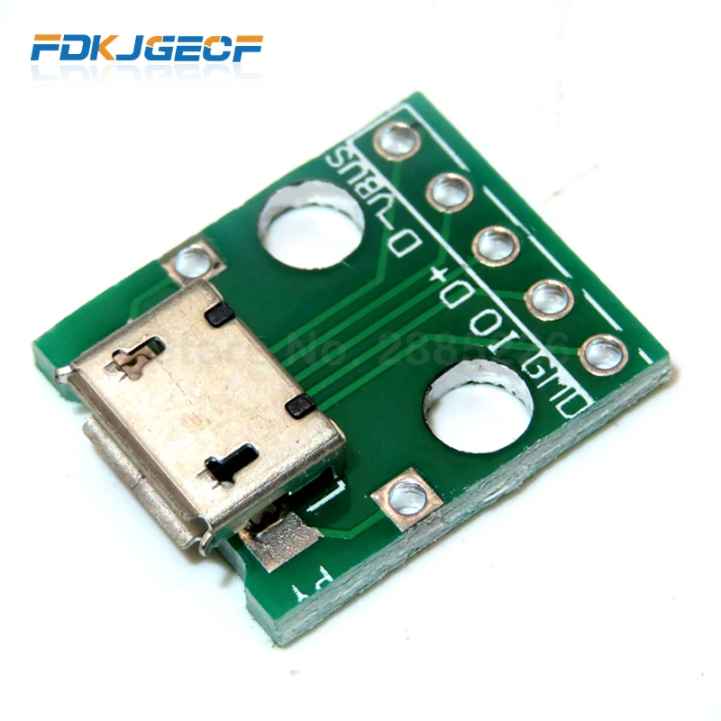 10 шт. 5-контактный разъем Micro USB Для DIP-адаптера плата модуля 5 контактов usb 2 54 мм |