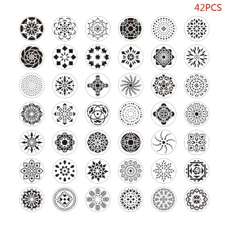 

42pcs Round Mandala Stencil Drawing Template Ruler for Painting Board Scrapbooking DIY Album Decor