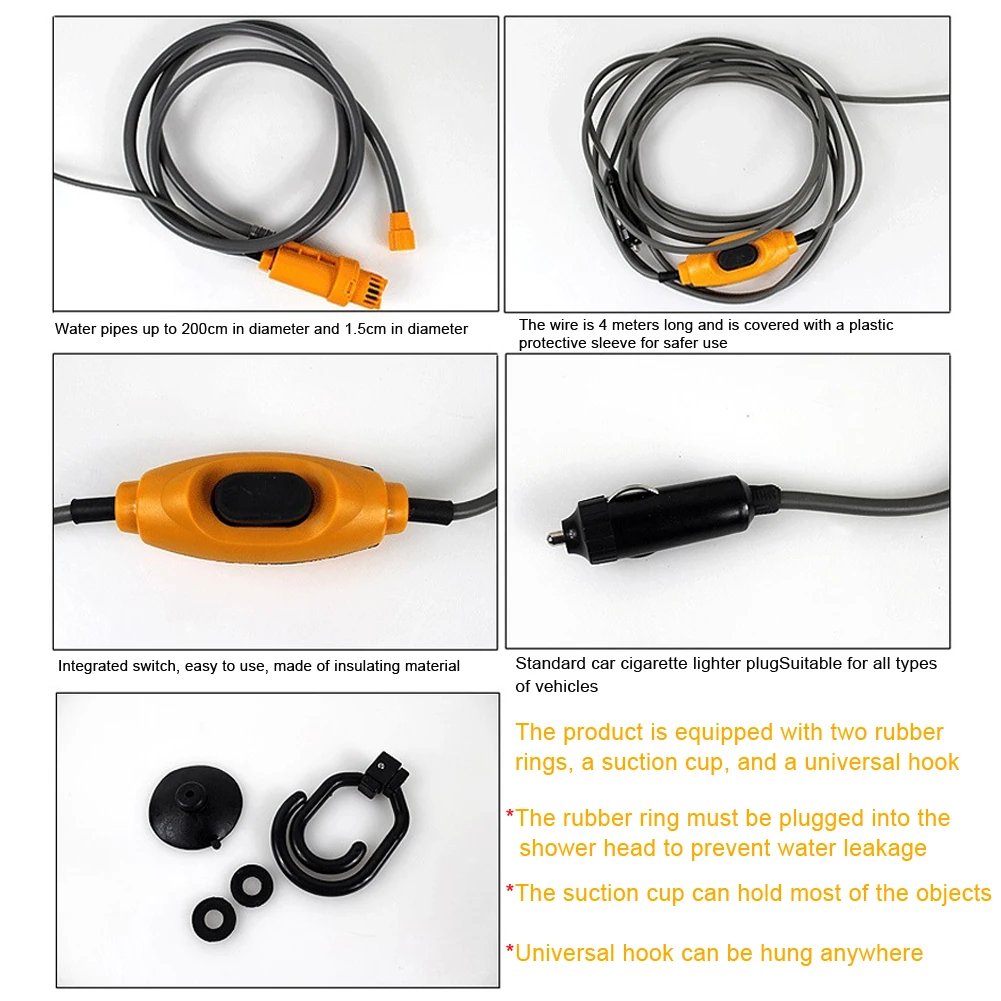 

Car Shower Portable Outdoor Bath 12V Outdoor Camping Bath Shower Cooler Car Wash