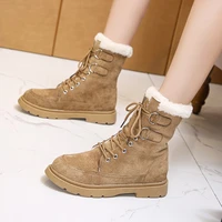 ankle boots for women thick plush warm snow boots fashion winter cotton shoes women lace up short boots fashion booties femme