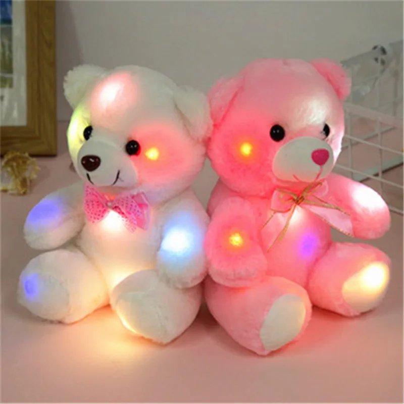 Милый белый светящийся плюшевый мишка 20 см детские игрушки мягкий Мишка тедди