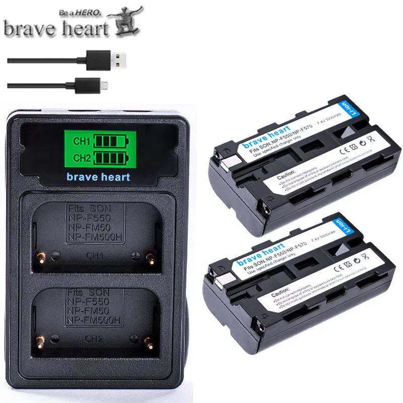 chagrer and 2battery NP-F550 NP F550 NP-F570 Камера Батарея упаковке с открытыми порами+ ЖК-дисплей USB Зарядное устройство для sony NP-F330 NP-F530 NP-F570 NP-F730 NP-F750 CCD-TRV81 CCD-RV100 - Цвет: chagrer and 2battery
