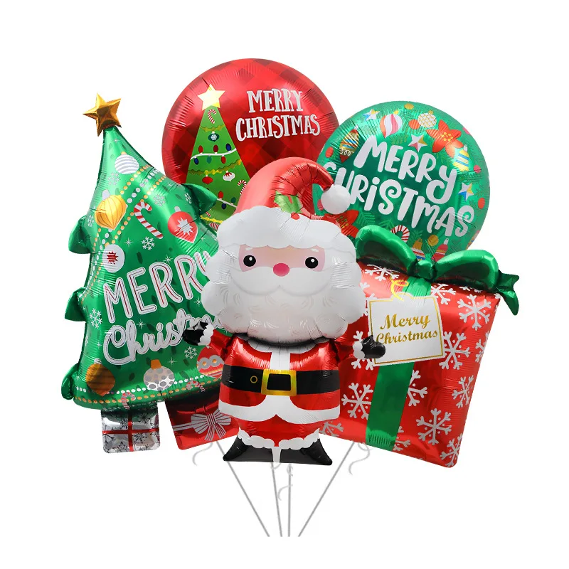 

Christmas Balloon Santa Claus Christmas Elk Elf Xmas Tree Noel Gifts Box Ballon Kids Favor Merry Christmas Decor For Home